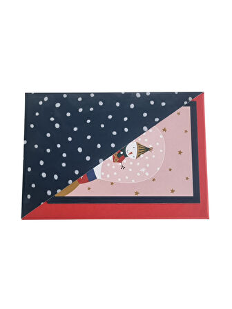 16×23×9 cm Kırmızı Siyah Puantiyeli Kartlı Cepli Dikdörtgen Lüks Yılbaşı Hediyelik Kutu