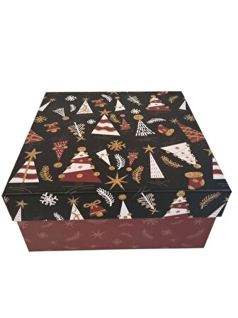 Hediyelık Yılbaşı Kare Kutu Fable 22X22cm  NO:5.5