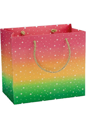 33×32×14 cm Yıldızlı Renk Geçişli Lüks Yılbaşı Hediyelik Karton Çanta