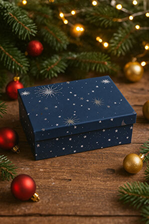 14×20×7 cm Astroloji Cosmic Temalı Dikdörtgen Lüks Yılbaşı Hediyelik Karton Kutu