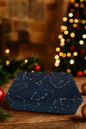 15,5×22,5×8 cm Astroloji Cosmic Temalı Dikdörtgen Lüks Yılbaşı Hediyelik Karton Kutu