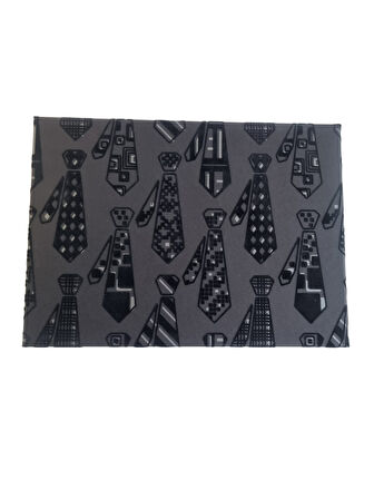 20×28,5×9 cm Kadife Dokulu Kravat Görselli Siyah Zemin Lüks Erkeğe Özel Hediye Kutusu