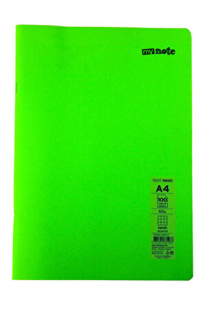 Mynote Text Neon A4 100 Yaprak Kareli Plastik Kapak Defter