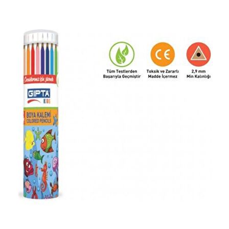 Gıpta Kuru Boya - Metal Tüp - Üçgen - 12 Renk