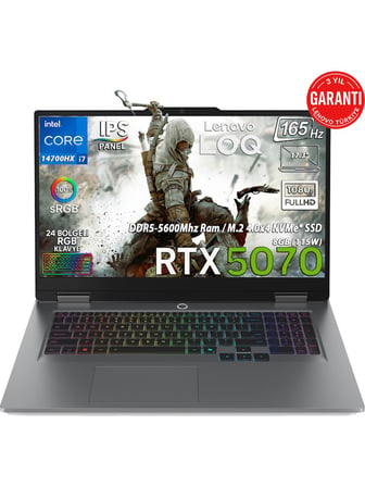 Lenovo LOQ 17IRX10 Intel Core I7-14700HX 20-GBDDR5 512 GB SSD GeforceRTX 5070 8GB (115W) 17.3" FHD IPS Panel 165Hz Windows 11 Home 83JH00BCTRAT35