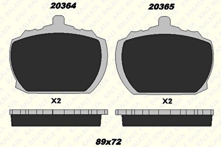 İveco Ticarı Fren Balatası On Range Rover I 85>90 Defender 90>94 Transıt İveco 78>92 Daıly I 78>89 - Kale B 20364 150 25 Ans