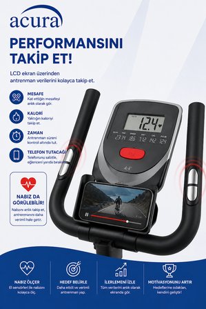 Acura AC-400 Nabız Ölçerli, Ayarlanabilir, Ekstra Konforlu Spin Bike Kondisyon Bisikleti