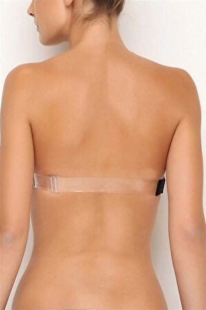 Siyah Desteksiz Straplez Şeffaf Klasik Sütyen 1502