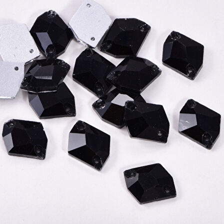 Gymo Premium Delikli Dikme Kristal Taş Cosmic 10*14mm P02 Black (36 Ad)