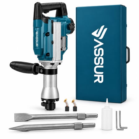 ASSUR Profesyonel Elektrikli Kırıcı Hilti Mavi Metal Gövdeli Çantalı 2 Keskili Beton Kırma Makinesi