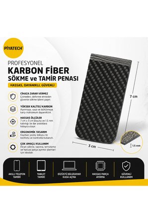 Karbon Fiber Telefon Ve Tablet Ekran Sökme Penası Tamir Kazıyıcı 7 x 3 cm 1.5 mm