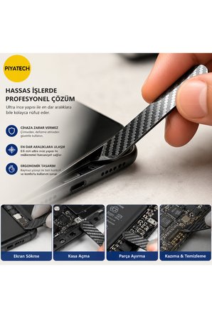 Karbon Fiber Telefon Ve Tablet Ekran Sökme Penası Tamir Kazıyıcı 8.5 x 2.1 cm 0.6 mm