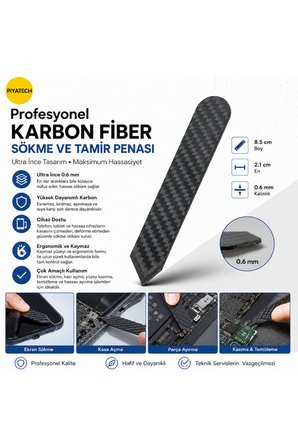 Karbon Fiber Telefon Ve Tablet Ekran Sökme Penası Tamir Kazıyıcı 8.5 x 2.1 cm 0.6 mm