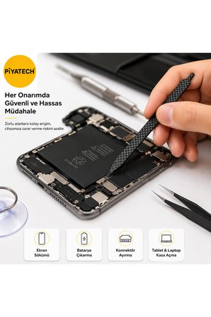 Karbon Fiber Çift Taraflı Telefon Ve Tablet Ekran Sökme Çubuğu Tamir Penası 13 x 1 cm 1.6 mm