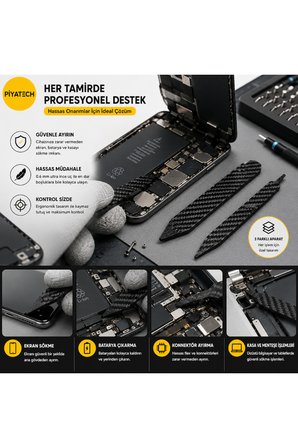 3lü Karbon Fiber Telefon Ve Tablet Ekran Sökme Seti Tamir Penası Kazıyıcı Çubuk Onarım Seti