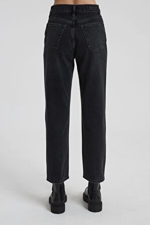 ELIZA CROPPED Siyah Dizi Kesikli Straight Cropped Fit Jean Pantolon C 4518-010