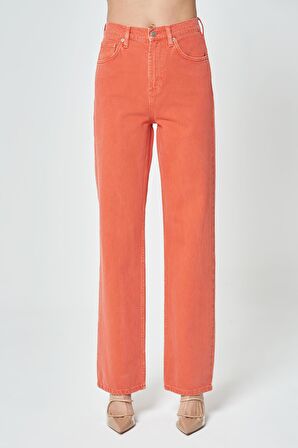 Diana Mercan Rengi Yüksek Bel Dad Straight Fit Fermuarlı Jean Pantolon C 4517-048