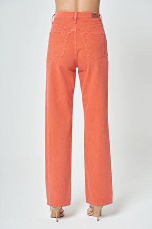 Diana Mercan Rengi Yüksek Bel Dad Straight Fit Fermuarlı Jean Pantolon C 4517-048