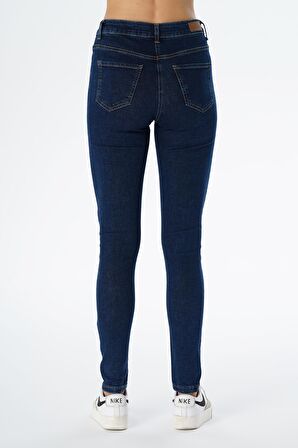 Judy Koyu Mavi Yüksek Bel Fermuarlı Skinny Fit Jean Pantolon C 4521-139
