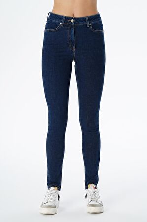 Judy Koyu Mavi Yüksek Bel Fermuarlı Skinny Fit Jean Pantolon C 4521-139