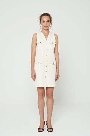 Ekru Mini  Jean Elbise C 4676-040