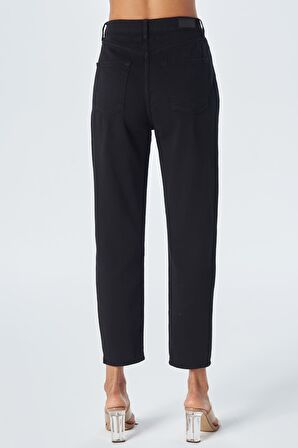 Ariana Siyah Yüksek Bel Fermuarlı Mom Fit Jean Pantolon C 4525-116