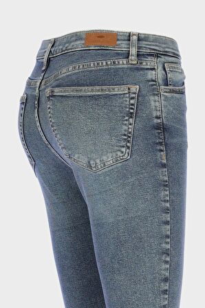Judy Açık Mavi Yüksek Bel Dizi Kesikli Skinny Fit Jean Pantolon C 4521-165