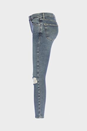 Judy Açık Mavi Yüksek Bel Dizi Kesikli Skinny Fit Jean Pantolon C 4521-165