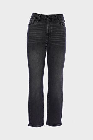 Antrasit Yüksek Bel Patı Fermuarlı Slim Straight Jean Pantolon C 4556-010