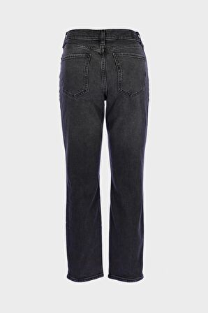 Antrasit Yüksek Bel Patı Fermuarlı Slim Straight Jean Pantolon C 4556-010