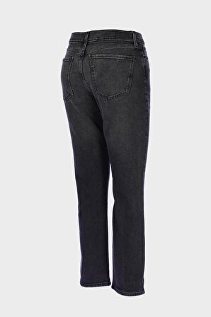 Antrasit Yüksek Bel Patı Fermuarlı Slim Straight Jean Pantolon C 4556-010