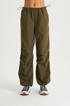 Kadın Haki Paraşüt Jean Pantolon C 4807-006