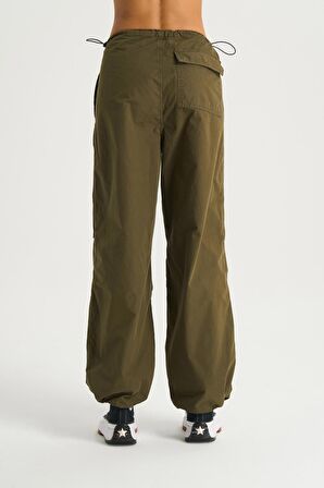 Kadın Haki Paraşüt Jean Pantolon C 4807-006