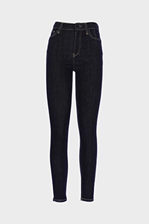 Judy Koyu Mavi Yüksek Bel Skinny Fit Patı Fermuarlı Jean Pantolon C 4521-162