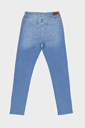 Kadın Sydney Orta Mavi Yüksek Bel Slim Straight  Fermuarlı Jean Pantolon C 4529-038