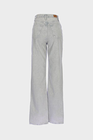 Diana Gri Yüksek Bel Patı Fermuarlı Dad Straight Jean Pantolon C 4517-068