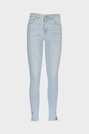 Judy Açık Mavi Yüksek Bel Patı Fermuarlı Paçası Yırtmaçlı Skinny Jean Pantolon C 4521-191