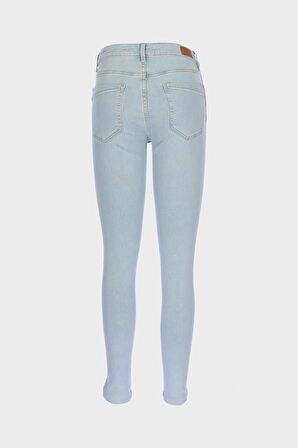 Judy Açık Mavi Yüksek Bel Patı Fermuarlı Paçası Yırtmaçlı Skinny Jean Pantolon C 4521-191