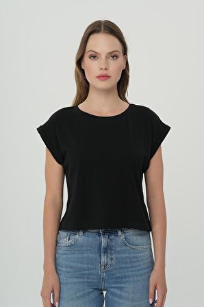 Siyah Oversize Kısa Kollu T-Shirt 56105-020