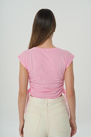 Pembe Yanı Büzgülü T-shirt 56108-013