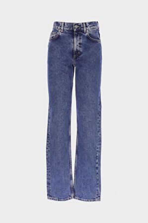 Sydney Orta Mavi Yüksek Bel Patı Fermuarlı Slim Straight Jean Pantolon C 4529-062
