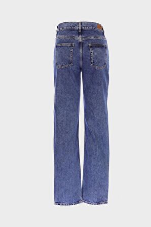Sydney Orta Mavi Yüksek Bel Patı Fermuarlı Slim Straight Jean Pantolon C 4529-062