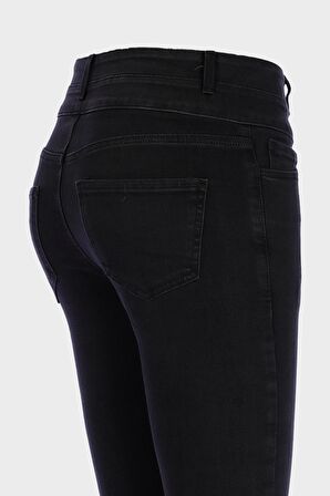 Judy Antrasit Yüsek Bel Patı Fermuarlı Düğme Detaylı Paçası Kesikli Skinny Fit Jean Pantolon C 4521-203