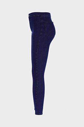 Janie Yüksek Bel Koyu Mavi Cepsiz Jegging Jean Pantolon C 4520-044