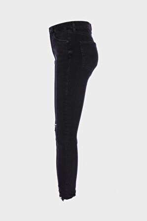 Judy Antrasit Yüksek Bel Patı Fermuarlı Dizi Yırtıklı Skinny Curve Jean Pantolon C 4521-207