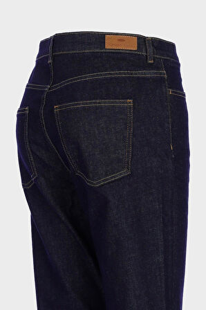 Sydney Koyu Mavi Fermuarlı Yüksek Bel Slim Straight Jean Pantolon C 4529-074