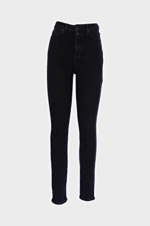 Judy Siyah Yüksek Bel Patı Fermuarlı Jean Pantolon C 4521-224