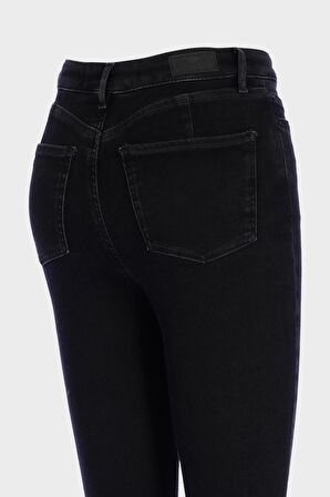 Judy Siyah Yüksek Bel Patı Fermuarlı Jean Pantolon C 4521-224
