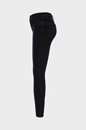 Judy Siyah Yüksek Bel Patı Fermuarlı Jean Pantolon C 4521-224