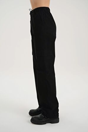 Kadın Siyah Paraşüt Jean Pantolon C 4807-013